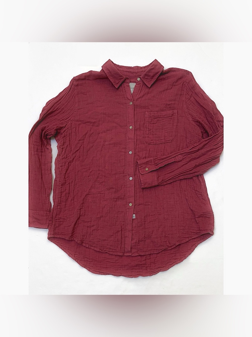 Rails Ellis Women’s Cotton Gauze Button Down Burgundy Wine Shirt | Size: L